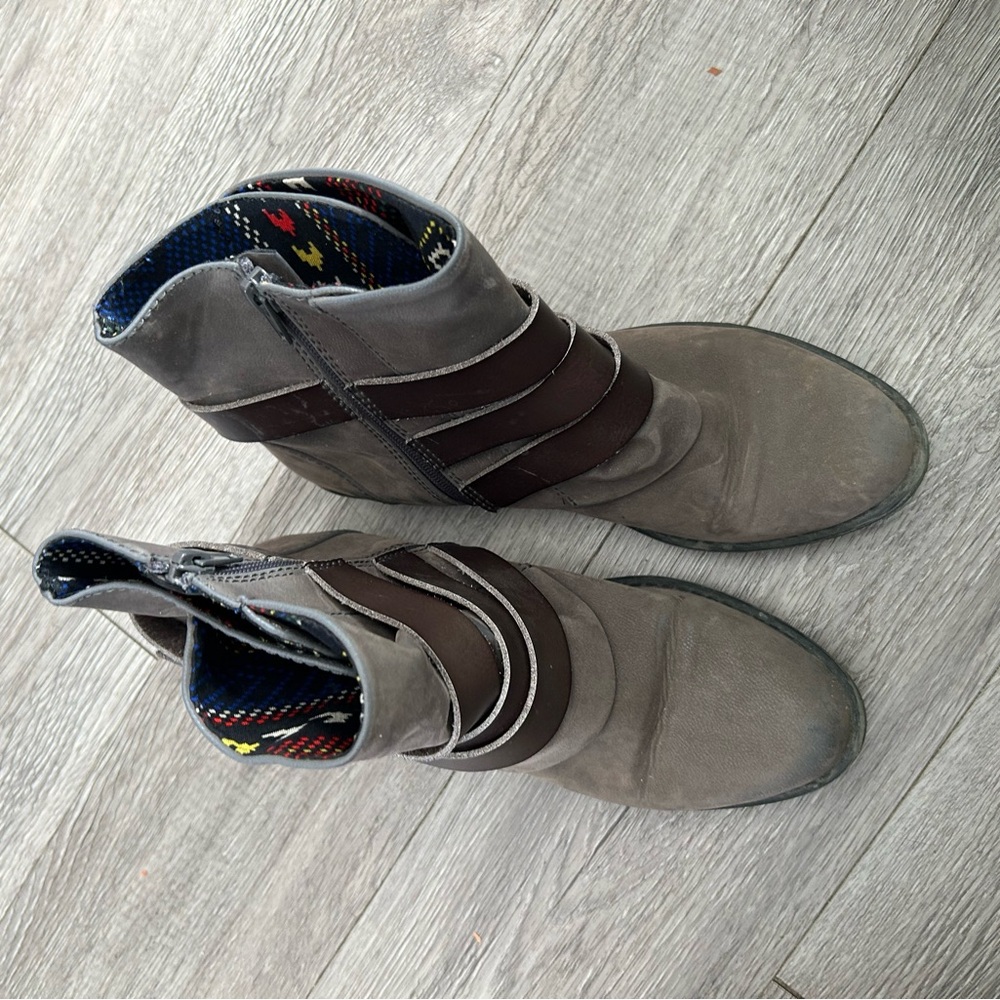 Blowfish Gray and Dark Brown Ankle Booties